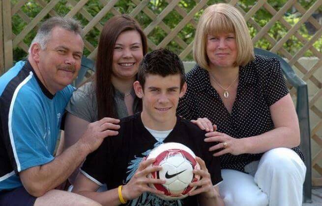 Debbie Bale, with her husband and children, Vicky and Gareth Bale.